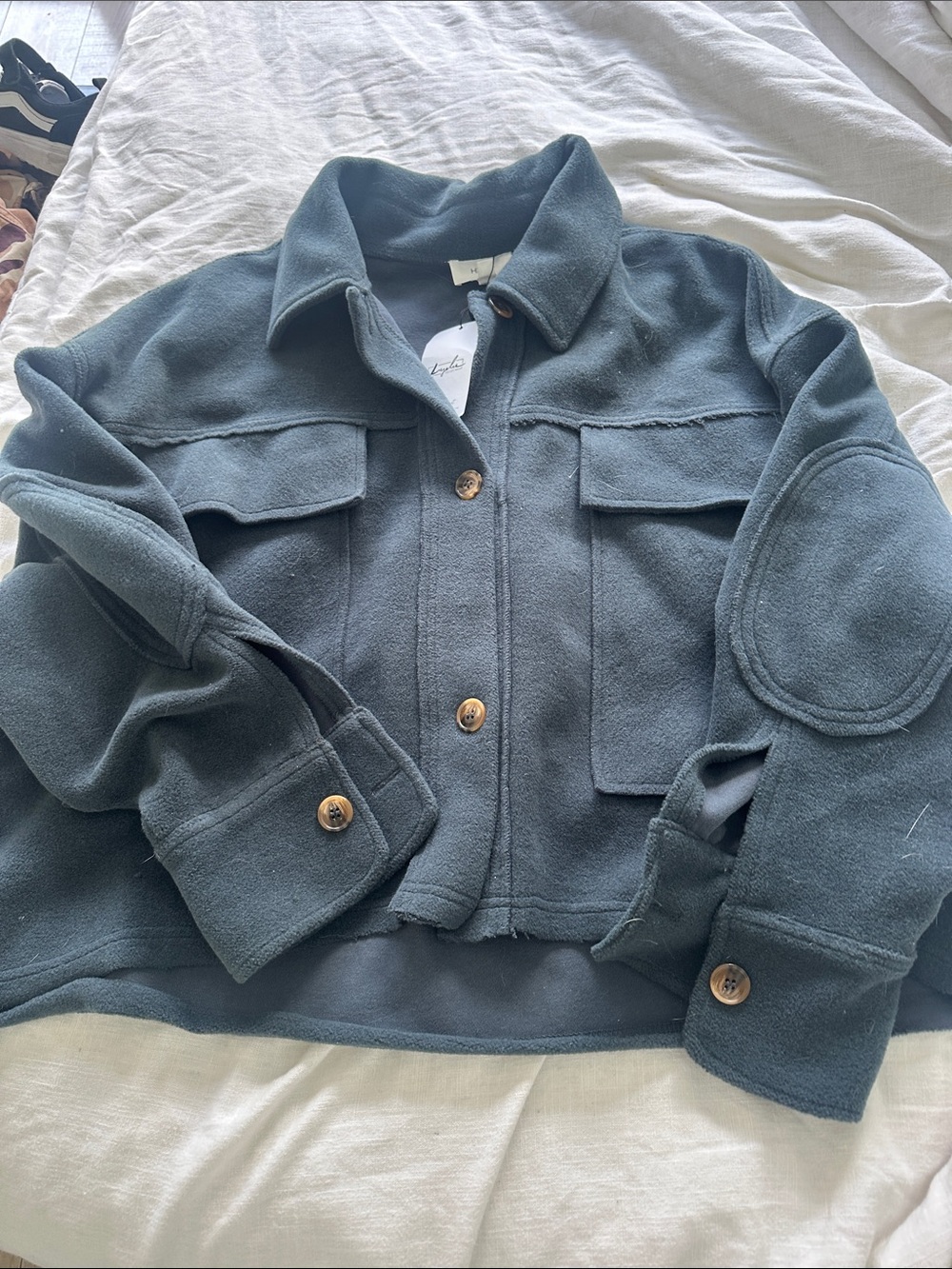 Forever 21 Dark Teal Utility Jacket with Patch Elbows